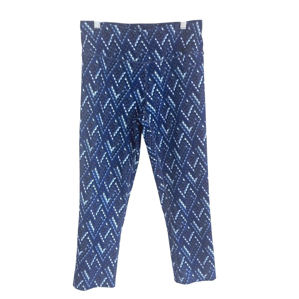 Nike Leggings Dri-FIT Geometric Crop Medium Blue Womens Activewear Yoga Gym